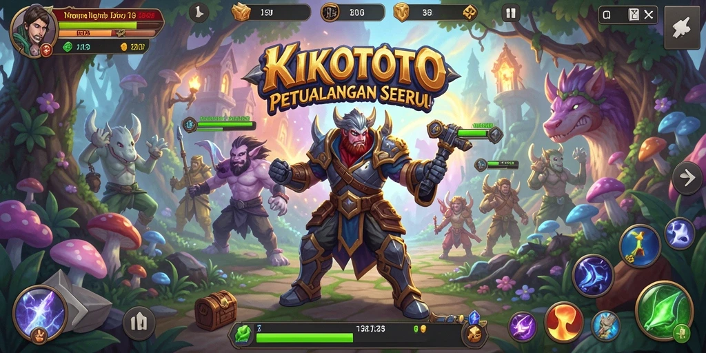 Tangkapan layar menampilkan petualangan seru di KIKOTOTO dengan lingkungan fantastis.