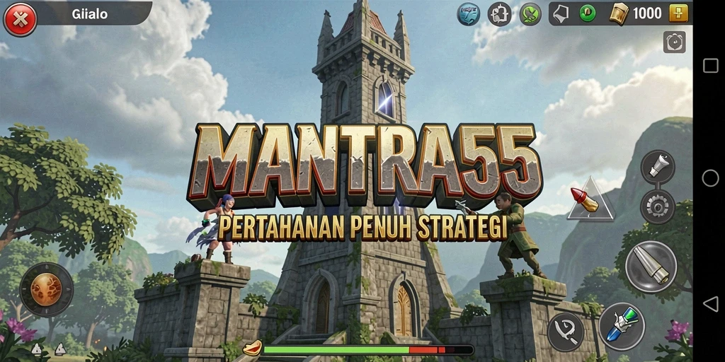 Gameplay seru dan strategis dalam MANTRA55 dengan menara pertahanan.