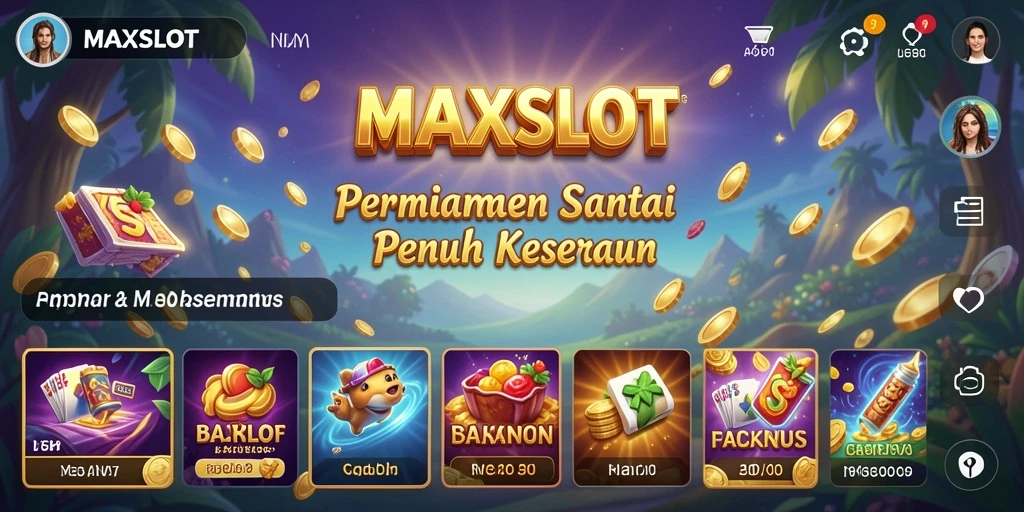 Screenshot gameplay MAXSLOT yang menampilkan slot penuh warna.