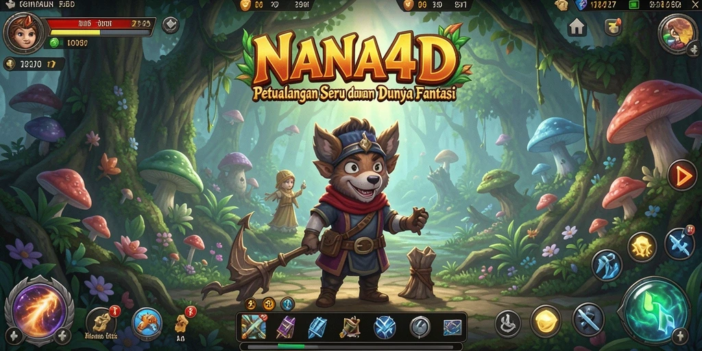 Tampilan gameplay NANA4D yang menakjubkan dengan elemen petualangan.