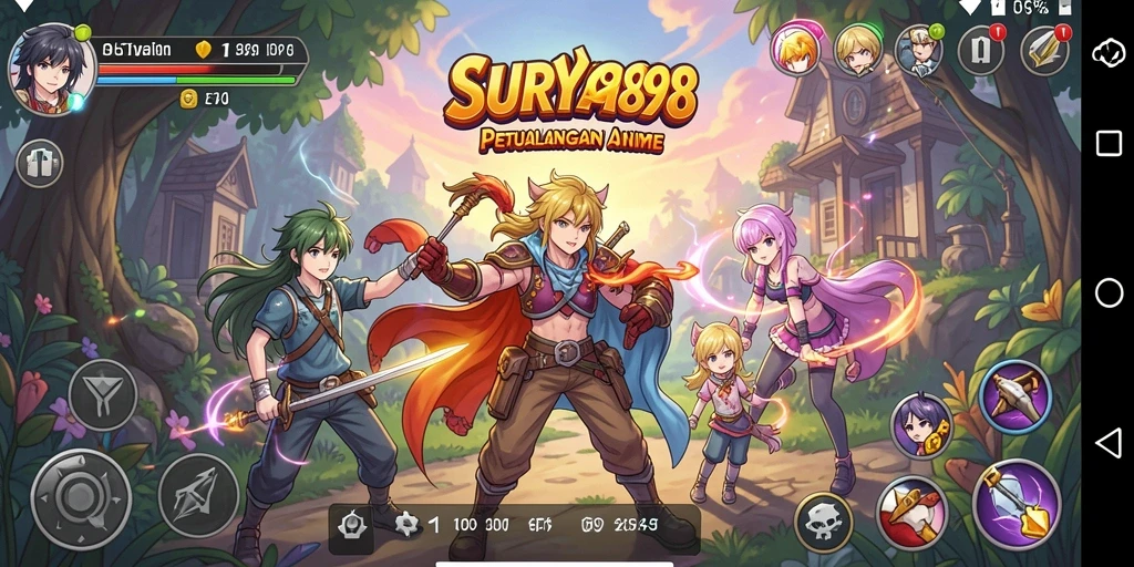 Tampilan gameplay SURYA898 dengan karakter anime yang menawan.