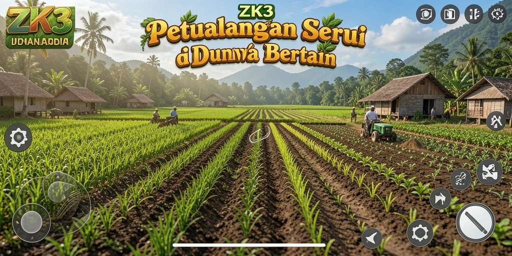 Tampilan gameplay <strong>ZK3</strong> yang menarik saat bercocok tanam di kebun.